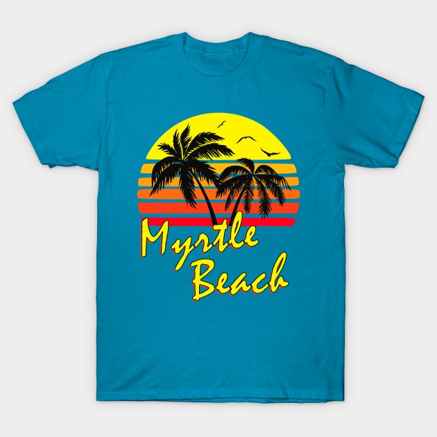 Myrtle Beach Retro Sunset T-Shirt by Nerd_art